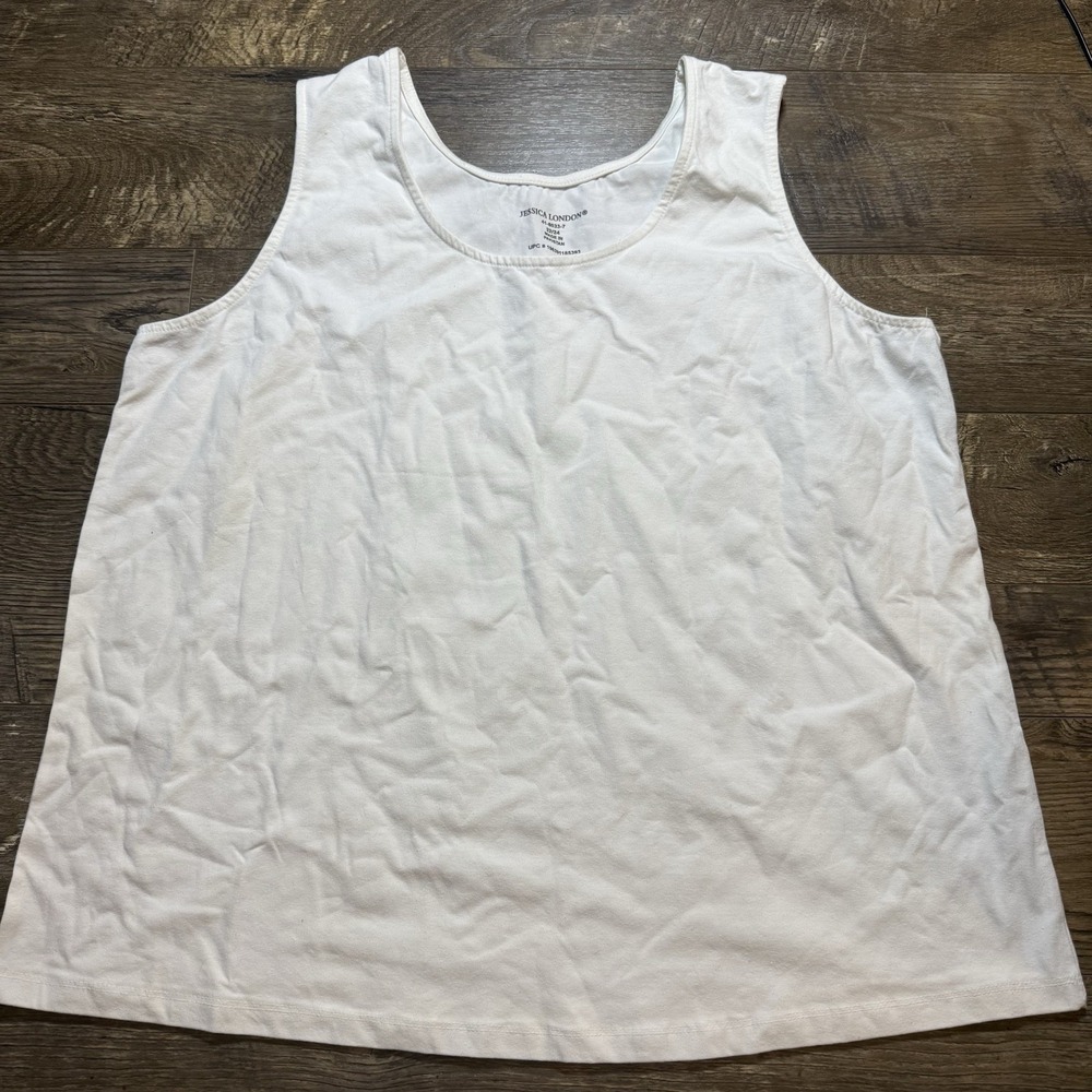 Jessica London White Tank‎ Top 22/24 Cotton/Spandex
